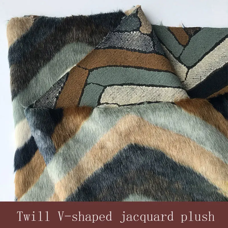 

V-образная жаккардовая осенне-зимняя плюшевая ткань из искусственного меха и саржи