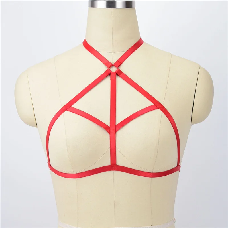 Roseheart красный розовый Связывание укороченный топ клетка бюстгальтер эластичные