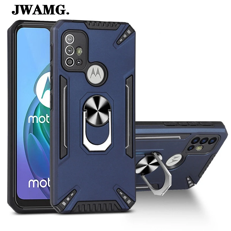 

Back Cover For Motorola Moto G10 G20 G30 G50 G60 Car Holder Ring Shockproof Armor Phone Case For Moto G100