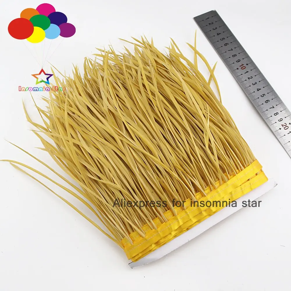 

1/5/10 meter Top 15-20 cm Dyed Ochre Stripped Goose Boits Feather Trimming Headdress Decor Trim Hot Sale
