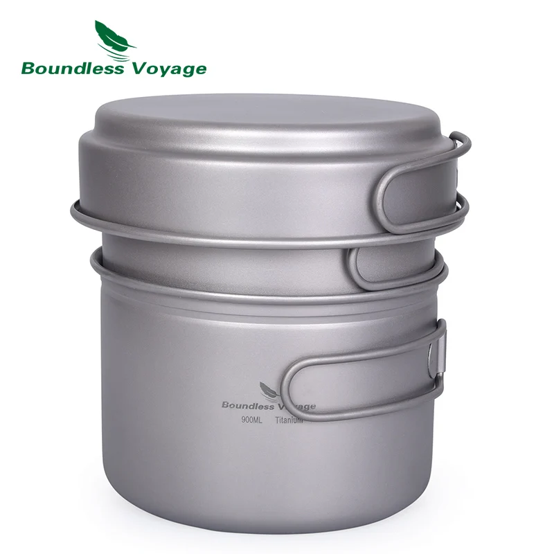 Набор посуды для супа набор из титановой кастрюли со складной ручкой пикника |