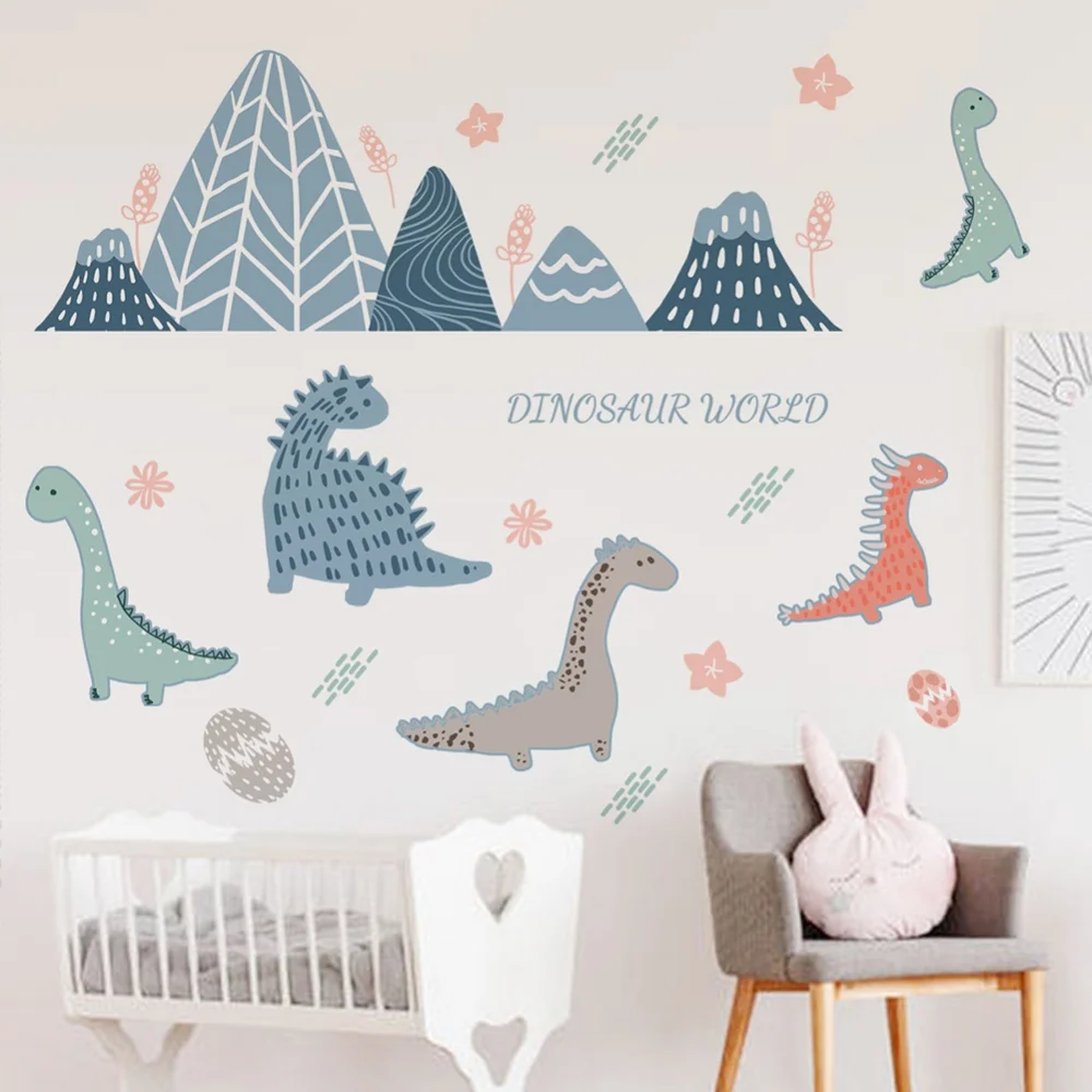 

Cartoon Dinosaur Wall Stickers DIY Self Adhesive Art Decals For Kids Nursery Room Bedroom Mural Wallpaper Home Decoration