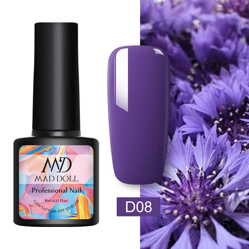 MD DOLL 8 мл сверкающий гель для ногтей с блестками лак сверкающие блестки УФ светодиодный Гель-лак для рисования праймер лак для маникюра - Цвет: D08