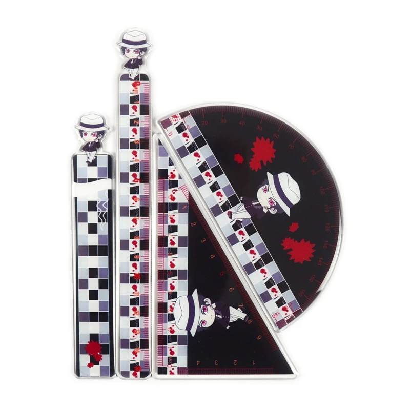 

4Pcs/Set Demon Slayer: Kimetsu No Yaiba Kamado Tanjirou Anime Ruler Measuring Scale Students Cartoon Measure Ruler Gift For Kids