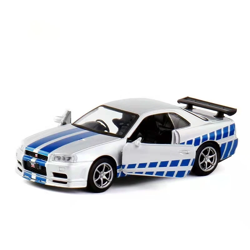 

1:36 Nissan GTR R34 Sports car alloy imitation true force control model toy collection