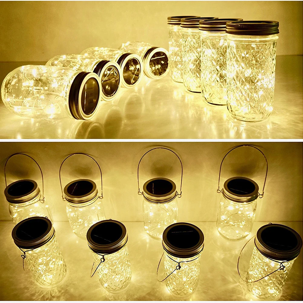 

1PCSLED Solar Fairy Mason Can Light Waterproof and Durable Party Wedding Christmas Party Garden Decorations (Warm Light 1m)