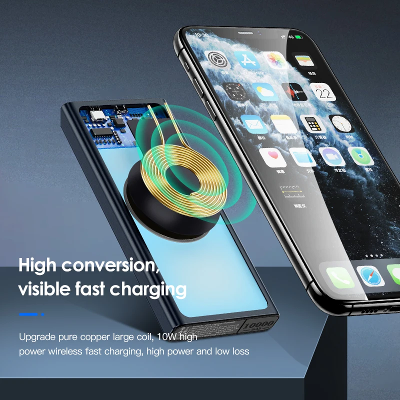 kuulaa 10000mah qi wireless charger power bank external battery wireless charging powerbank for iphone11 x samsung huawei xiaomi free global shipping