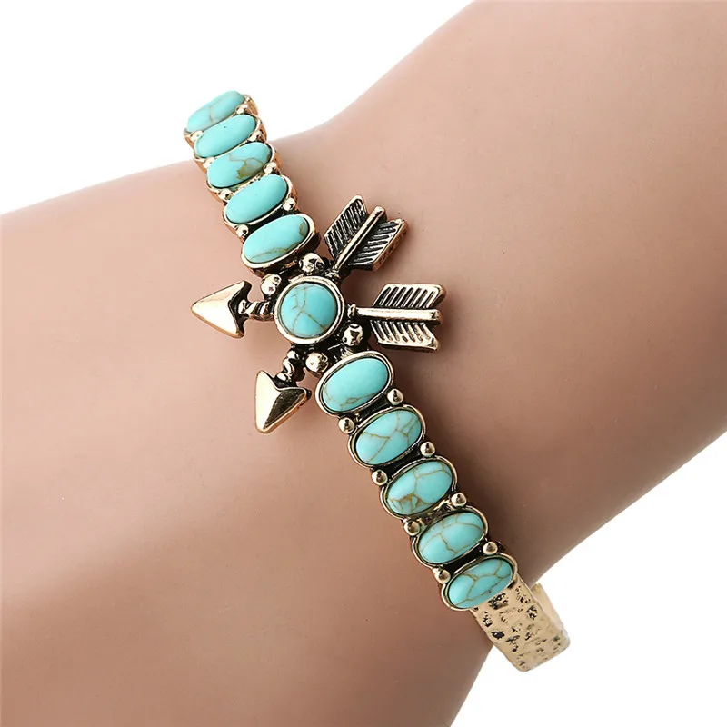 Модный женский браслет и KOMi цветные бирюзовые камни золотой ручной работы