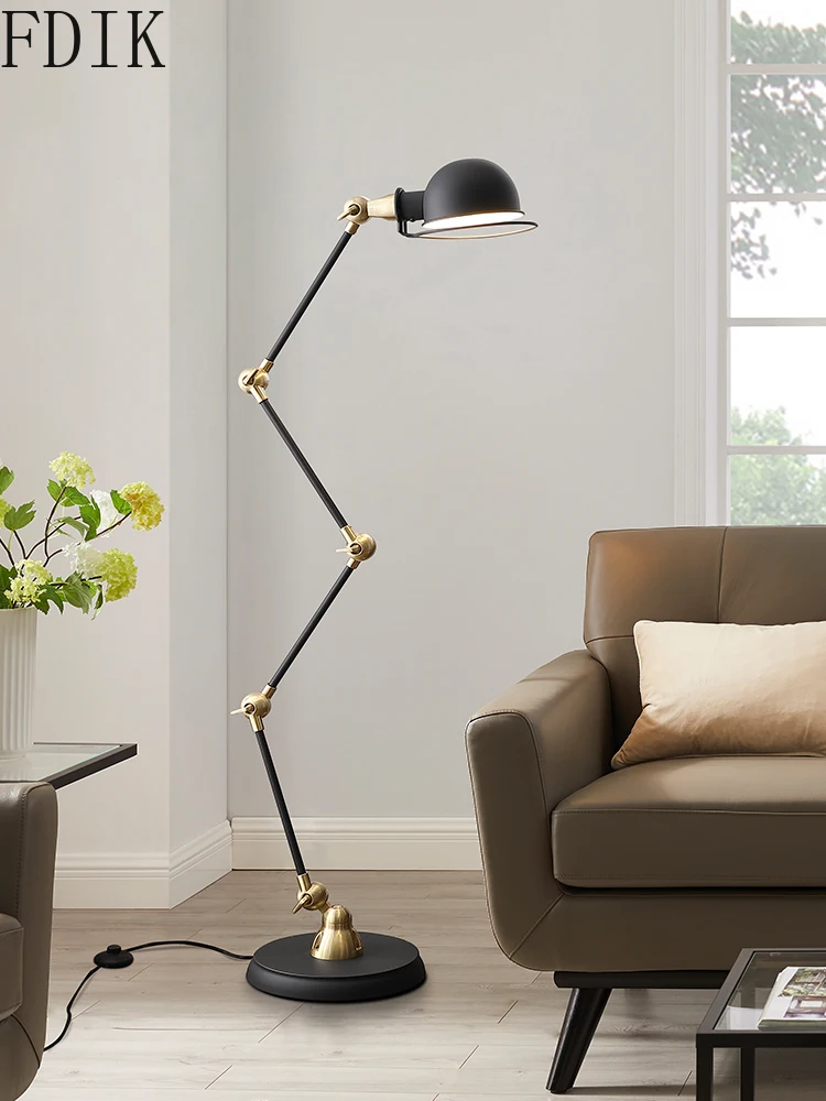 Nordi Cblack Metal Floor Lamps Modern Standing Lamp for Living Room Bedroom Industrial Decor Indoor Lighing Folding Design E27