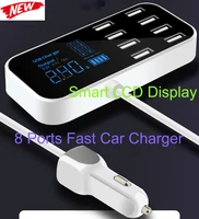 quick car charger 8 port multi usb lcd display carregador car fast charge for iphone 6 7 8 x xr xs 11 por max samsung mate30 por
