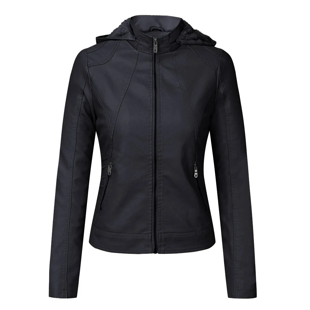 Женская бархатная куртка с длинным рукавом, Повседневная теплая мотоциклетная куртка из искусственной кожи, Осень-зима 2021