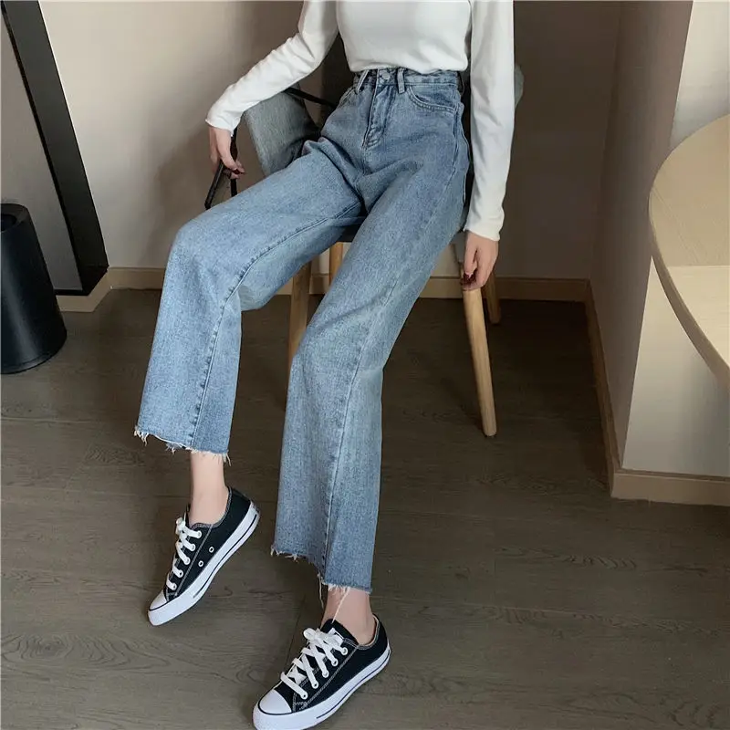 

Summer new ins High Waist Wide Leg Jeans Women loose Korean students show thin Harajuku style straight pants