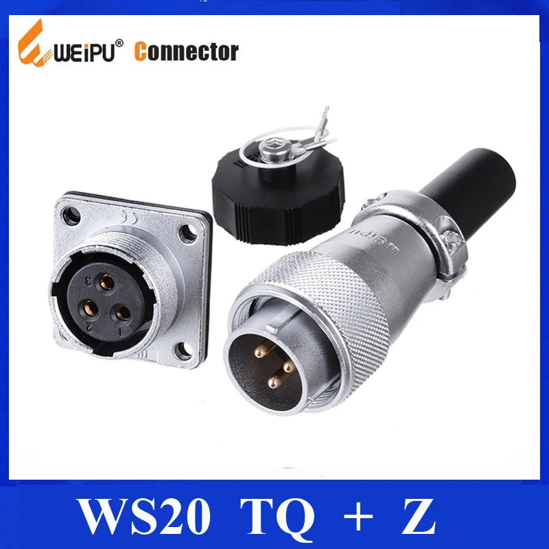 Разъем Weipu WS20 TQ+ Z на возраст 2, 3, 4, 5, 6, 7, 9, 12 Pin типа «папа» TQ вилка кабеля в рукаве женского Квадратный фланец Диаметр вала(мм): Панель крепление гнездо Z