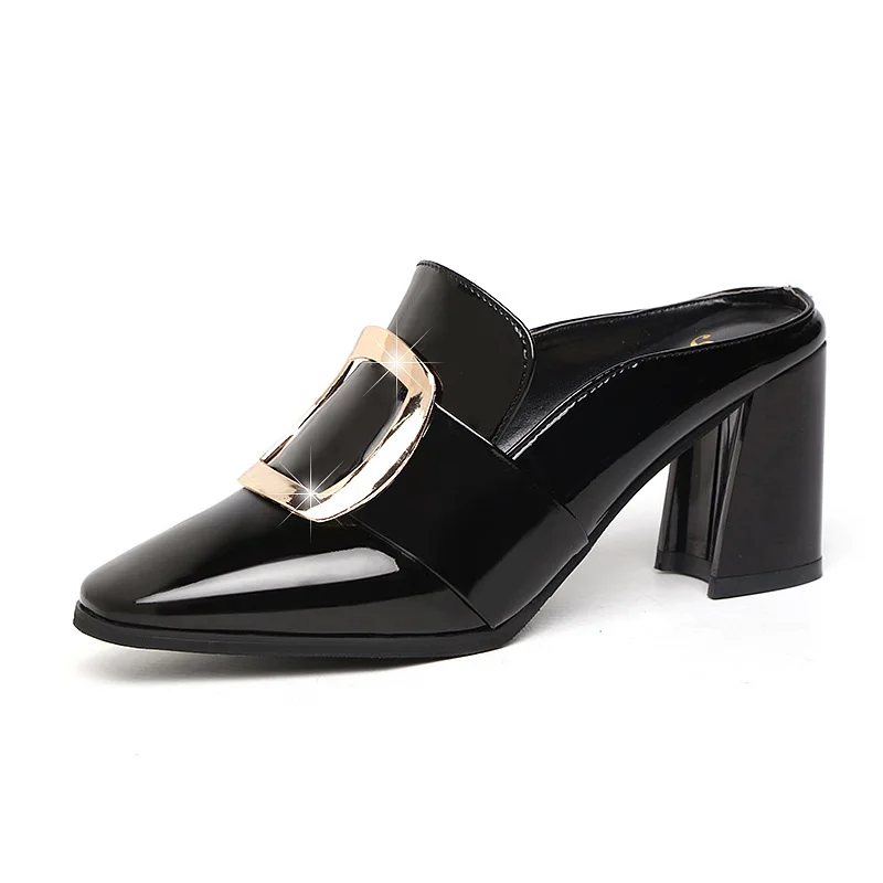 

Shoes Ladies' Slippers Cover Toe Square heel Slipers Women Luxury Slides Low Heeled Mules Summer Block 2021 Designer High Fabric