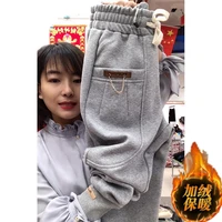 ladies plus velvet thickening casual harem pants winter new loose and thin feet tied casual pants sweatpants