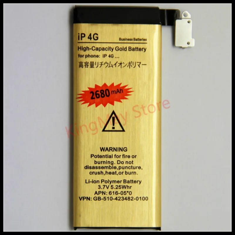 Аккумулятор высокой емкости для iphone 4 золотой аккумулятор iPhone iP4G
