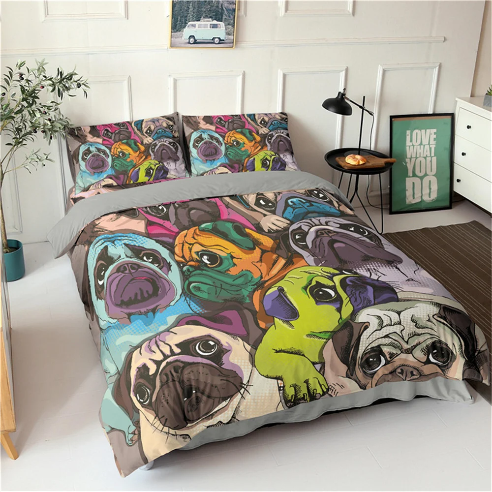 

Cartoon Dog Duvet Cover Set Puppy Bedding Set For Kids Bedcloth 2/3pcs Queen King Twin Size Bed Set