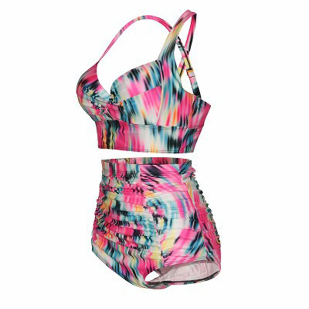 Быстрая доставка Для женщин 2 шт. размера плюс с высокой талией Холтер бикини