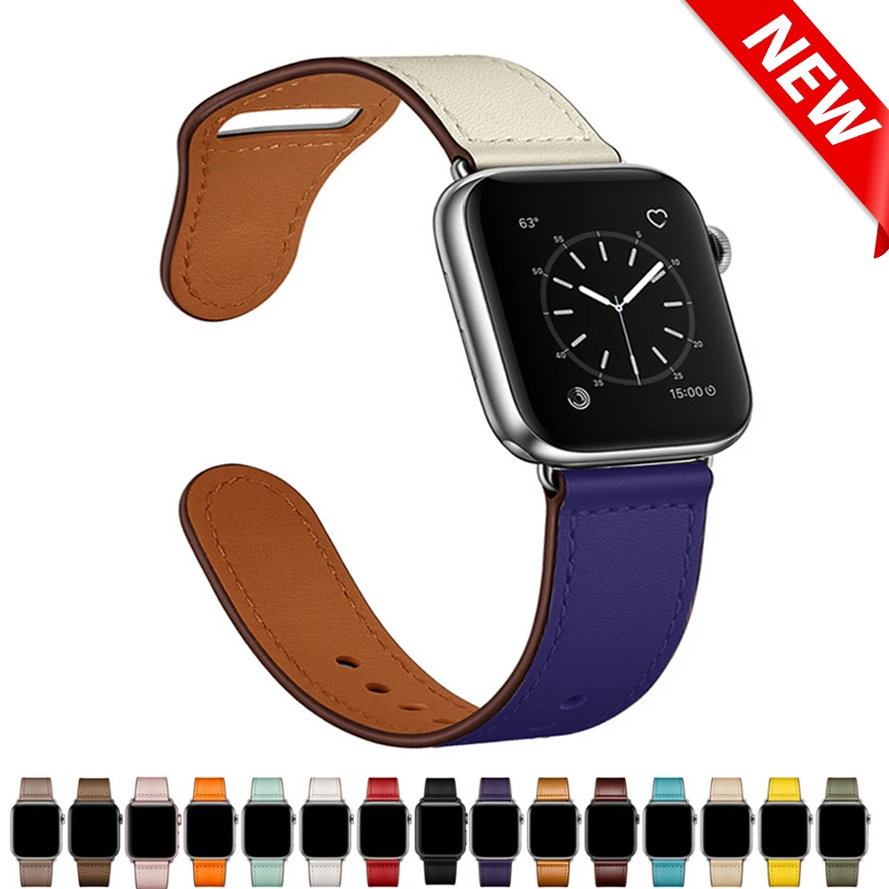 

Strap for apple watch band 44mm 45mm 40mm iwatch 38mm 42 leather belt smartwatch bracelet apple watch serie 6 SE 4 3 7 41mm ban