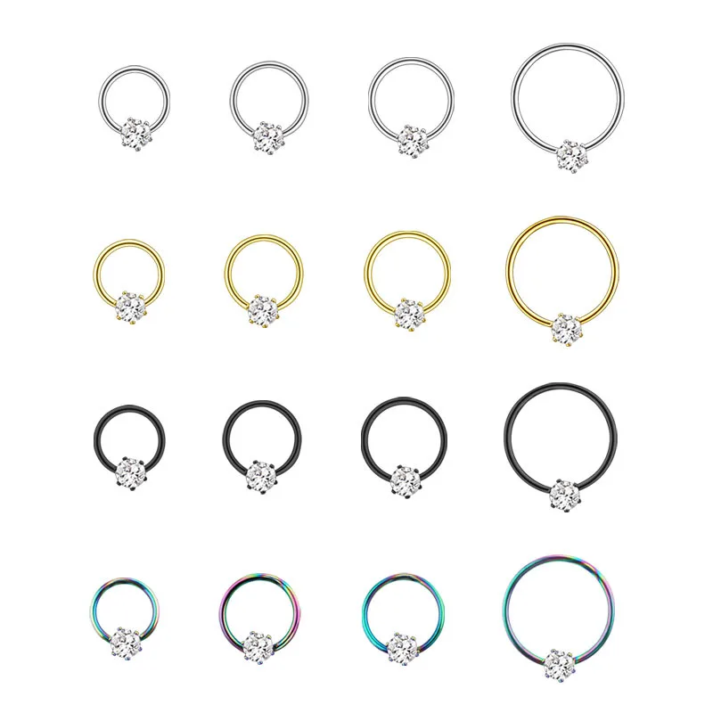 

Alloy CZ Real Septum Rings Pierced Piercing Septo Nose Ear Cartilage Tragus Helix Piercing Clicker Rings Body Jewelry