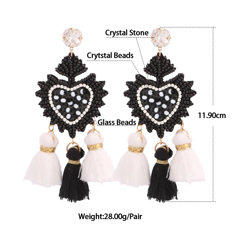 

Bohemian Tassel Oorbellen Voor Vrouwen Crystal Heart Pendant Earrings For Women Statement Wedding Ladies Earrings Jewelry Gifts
