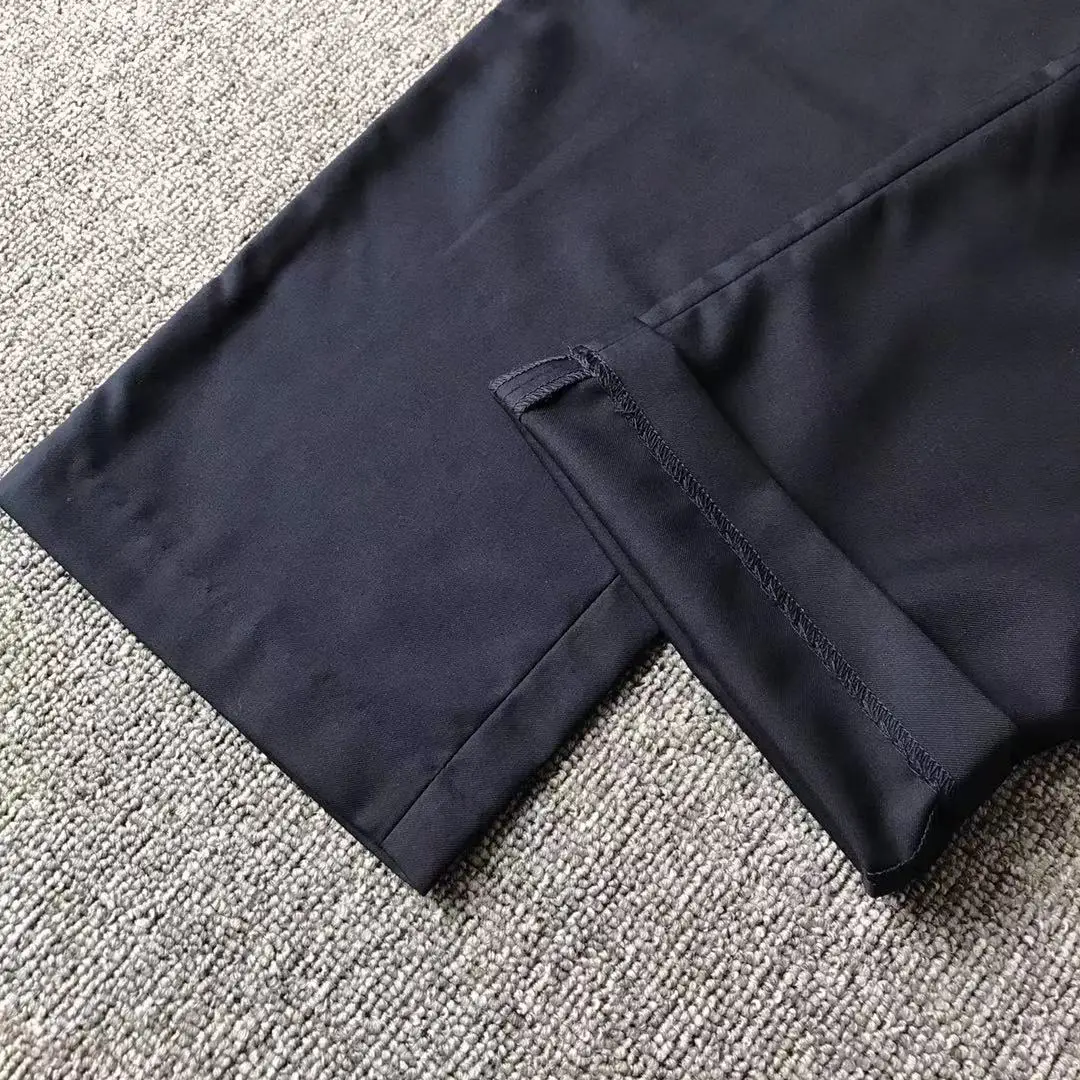 Женские брюки 2021 осень темно-синие 100% шерстяные свободные прямые с высокой