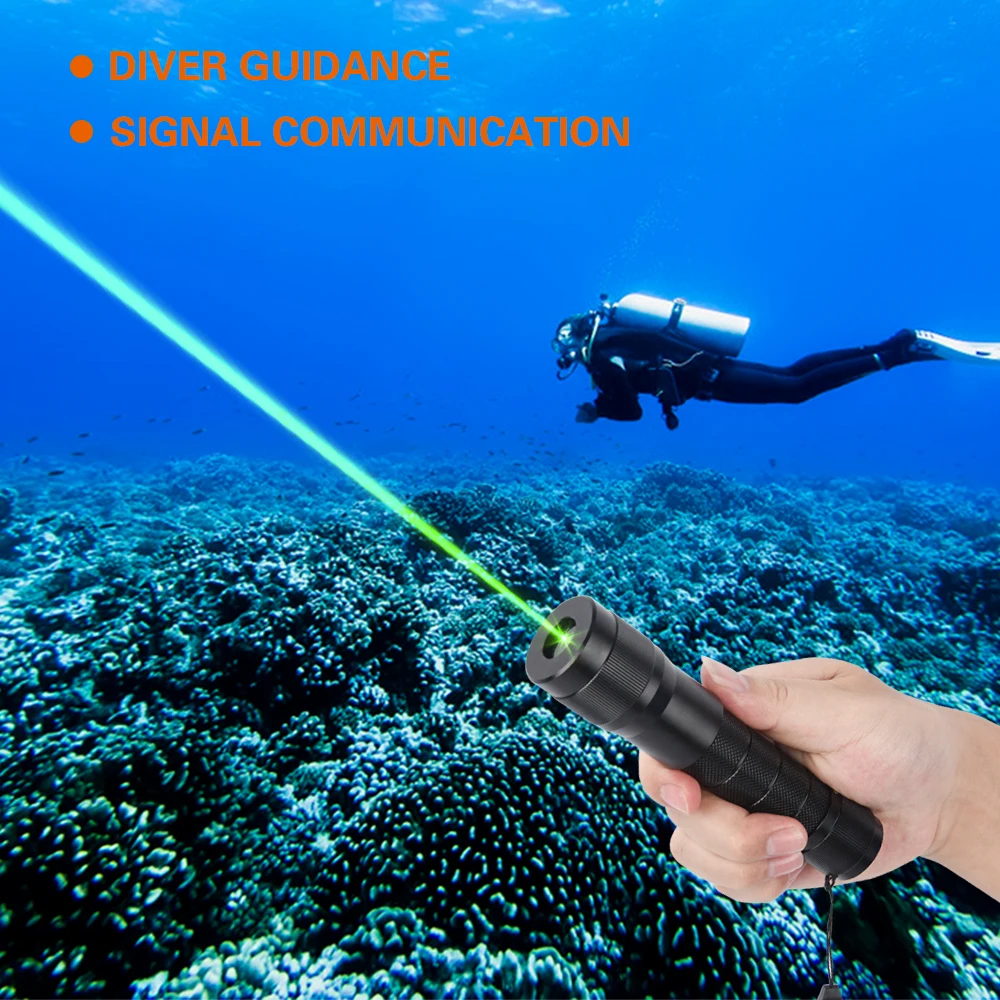 Comprar SOS Linterna Verde Puntero Láser Azul 520nm De Alta Potencia De Buceo Linterna Láser Al Aire Libre Linterna Puntero Láser Personal Prop