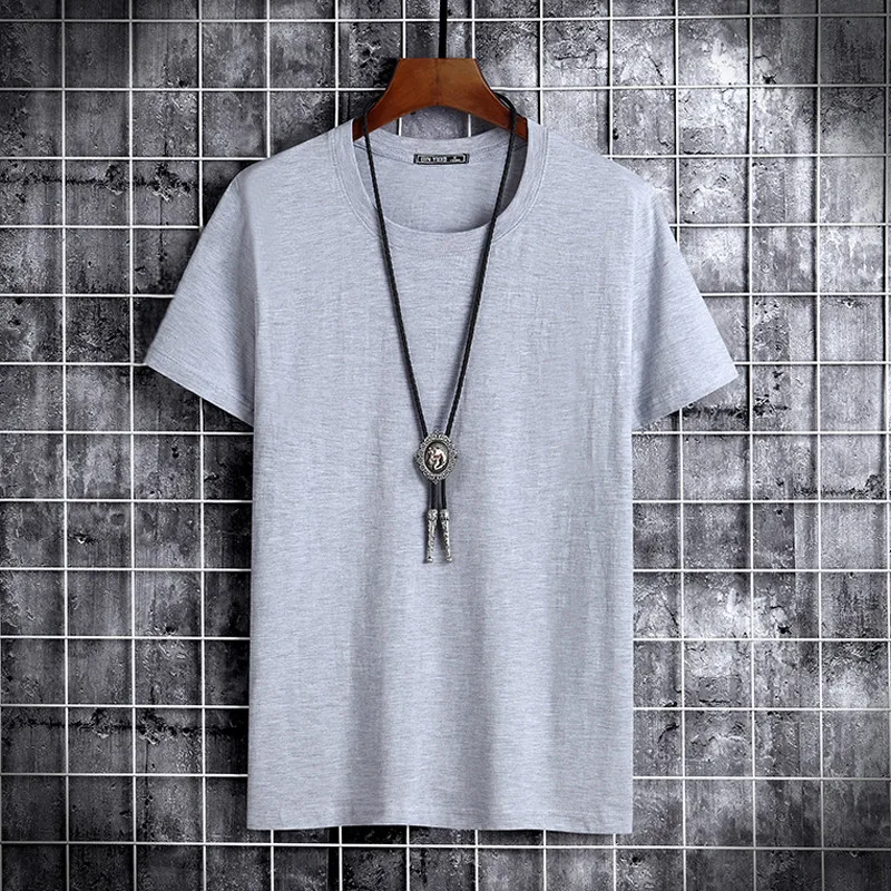 

2021 Summer New 100% Cotton White Solid T Shirt Men Causal O-neck Basic T-shirt High Quality Classical Tops T-shirts