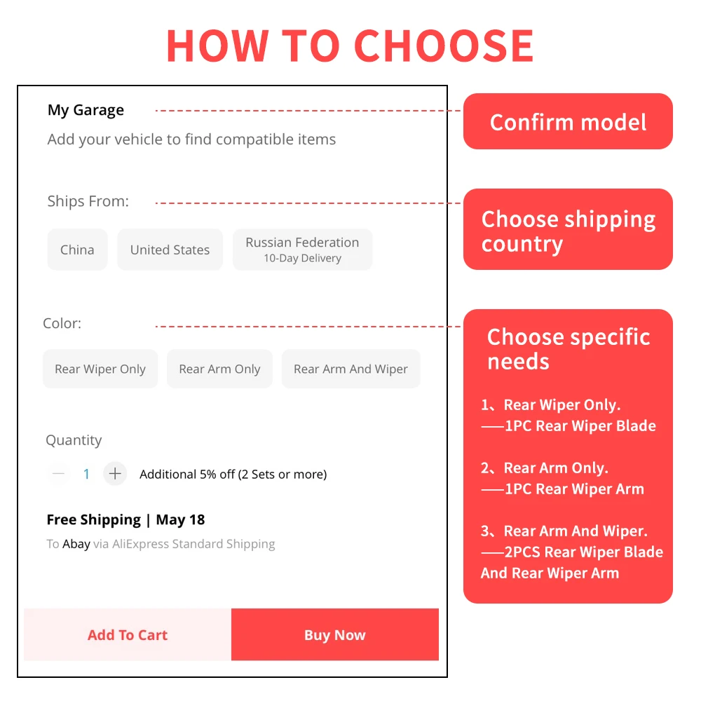 

OGE Premium Rear Wiper Arm and Blade For Ford Expedition 2009-2016 Windshield Car Auto Accessories