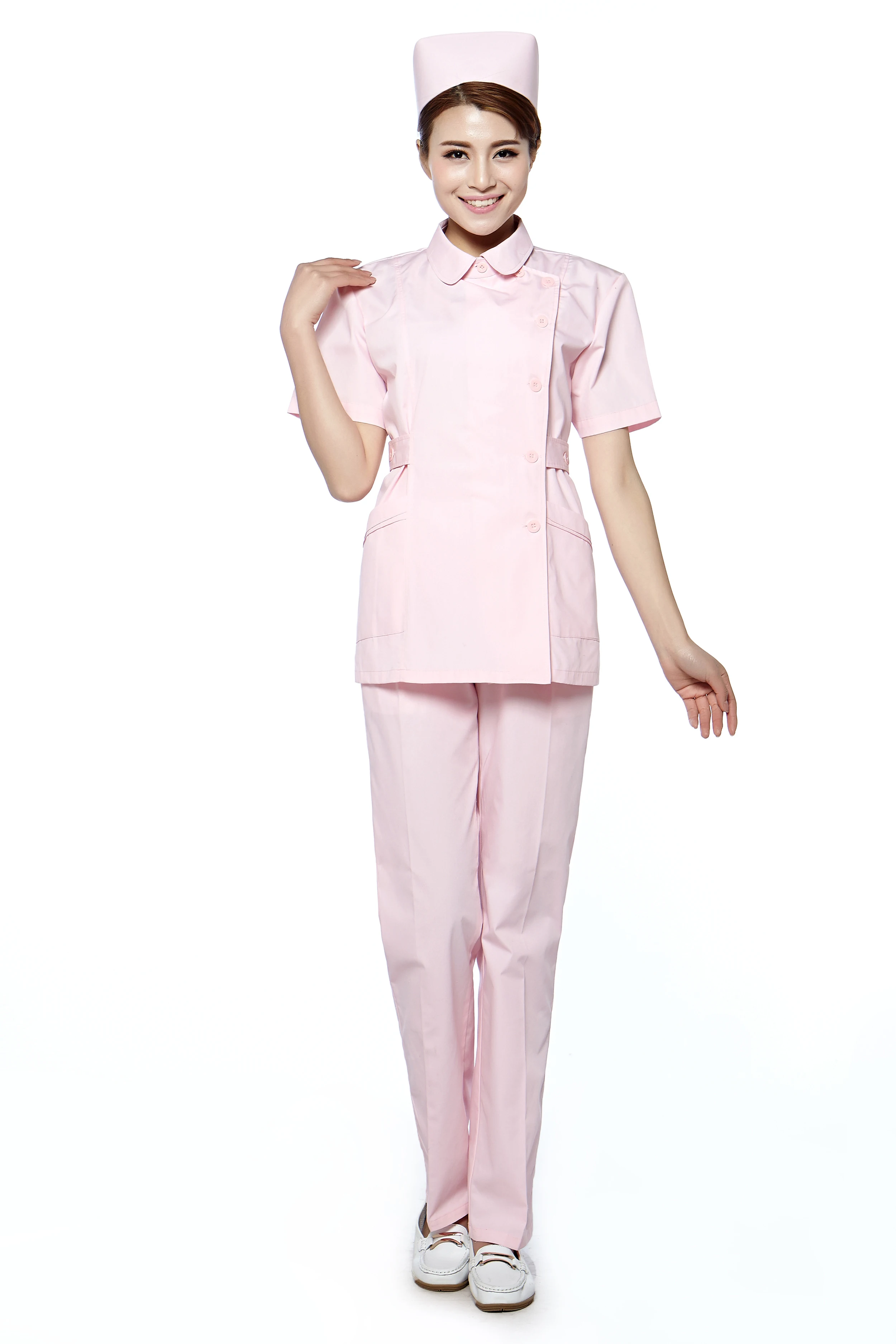 Розовая униформа медсестры Туника брюки для женщин аптека салонов красоты