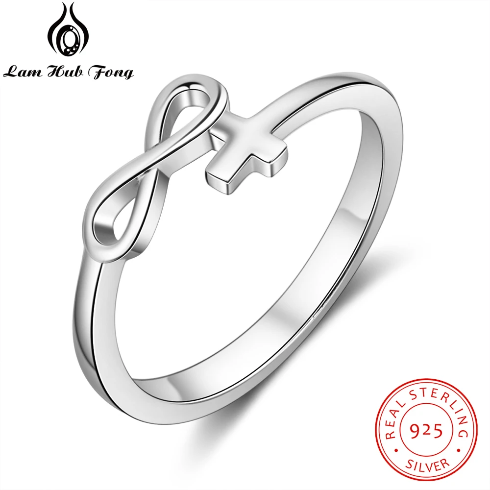 

Simple 925 Sterling Silver Infinity Cross Rings Female Finger Rings Endless Love Wedding Engagement Jewelry Gifts (Lam Hub Fong)