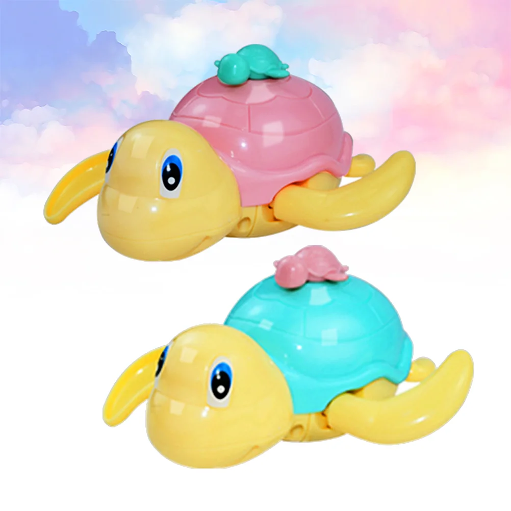 

2pcs Baby Animal Bathing Clockwork Little Turtle Baby Funny Bathing Water Playing Bath Time Toys (Random Color)