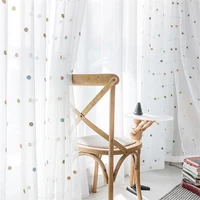 white embroidered curtains tulle for living room bedroom colorful dots for kids sheer window treatment drapes