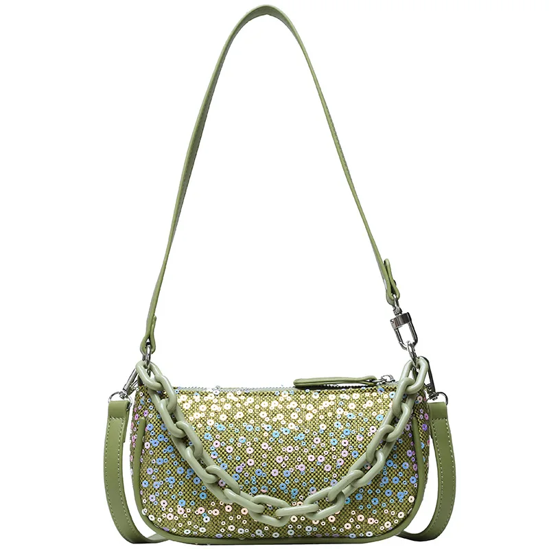

Golden handbag 2020 spring and summer new fashion ladies crossbody bag small chain handbags shining sequin women's shoulder bag