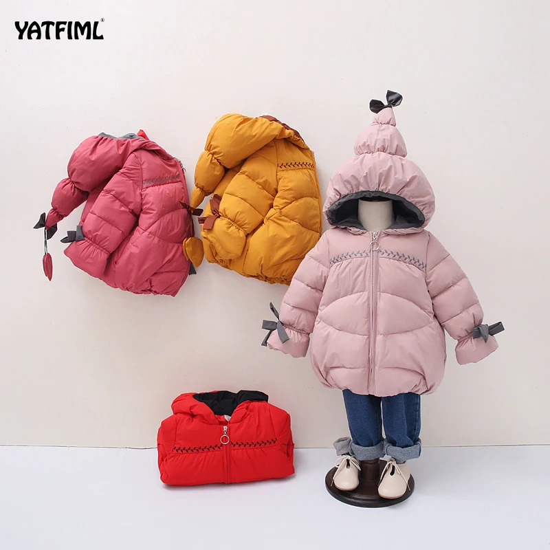 YATFIML зимняя куртка для детей девочек розовое/оранжевое/красное повседневное