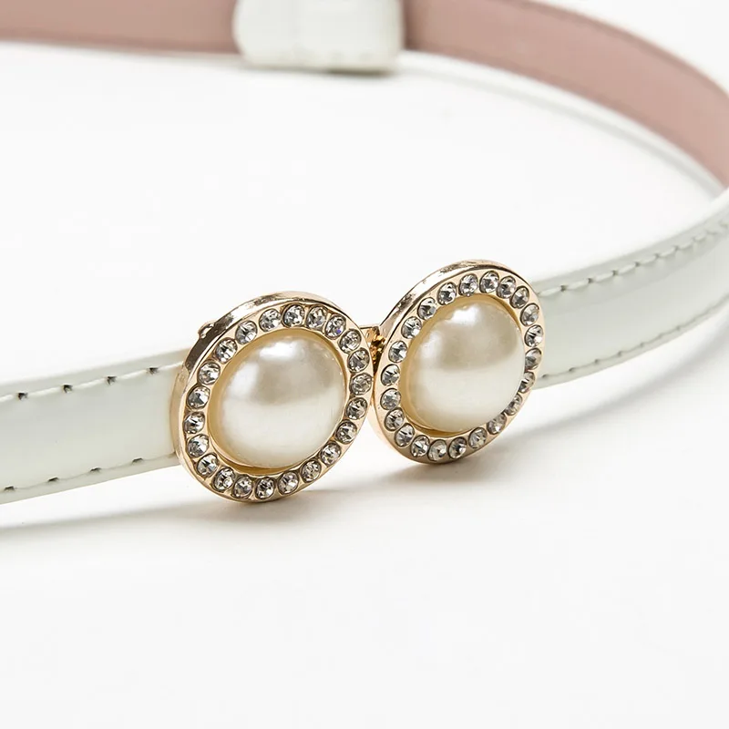 Ремень женский кожаный с двойной жемчужной пряжкой | Аксессуары для одежды