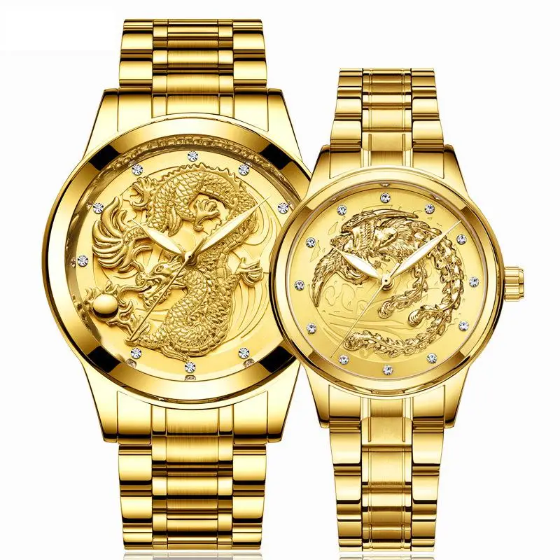 

2021 non-mechanical watch female watch waterproof luminous watch quartz dragon watch fashion dragon and phoenix couple watch