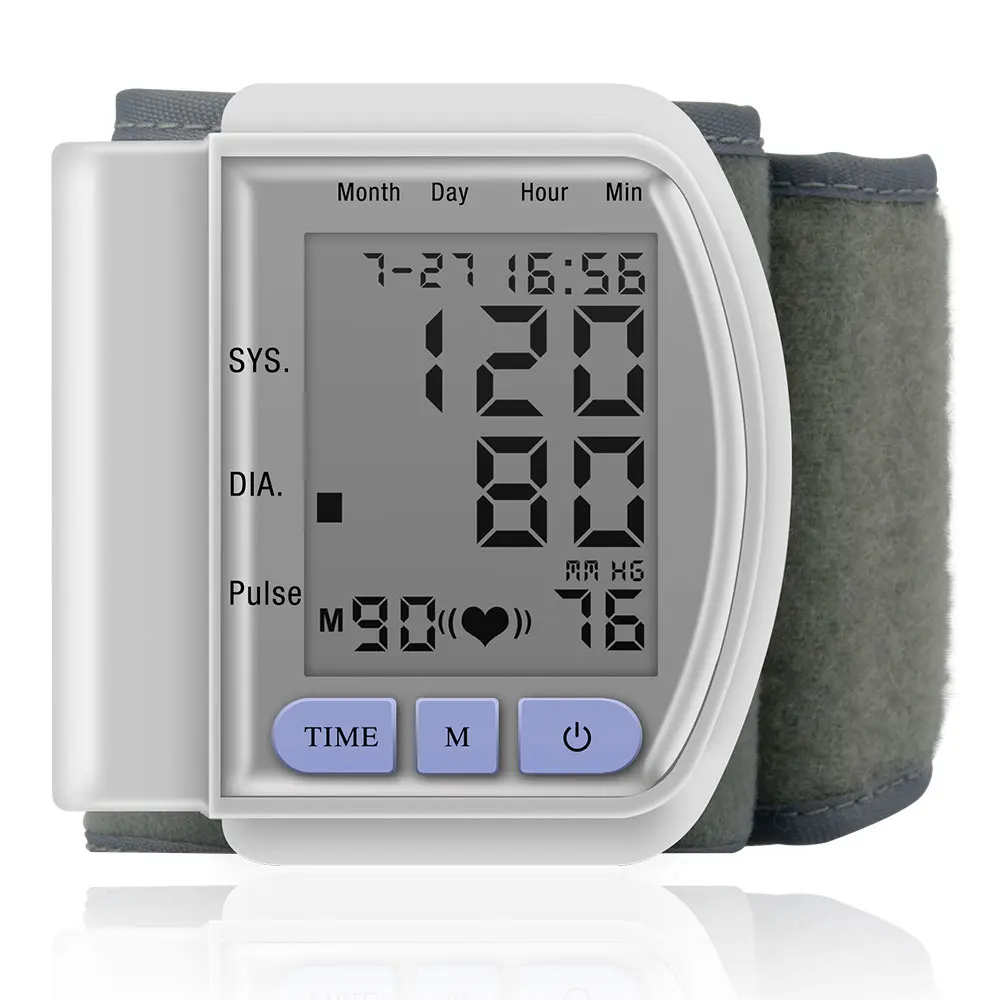 

Automatic Wrist Blood Pressure Monitor Digital BP Tonometer Meter Sphygmomanometer Heart Rate Meter Tensiometer Tansiyon Aleti