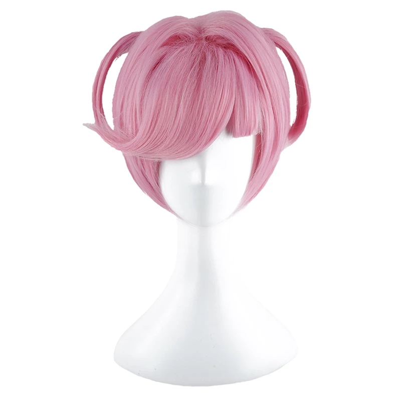 Game DDLC Doki Doki Literature Club Natsuki Wigs Pink Short Heat Resistant Synthetic Hair Party Cosplay Wig + Wig Cap