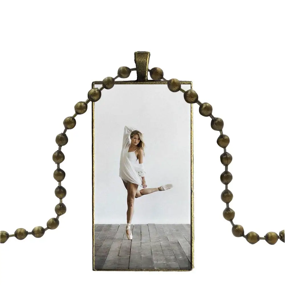 Tumblr танцор для женщин Девушка подарок ожерелье с бронзовым покрытием стекло