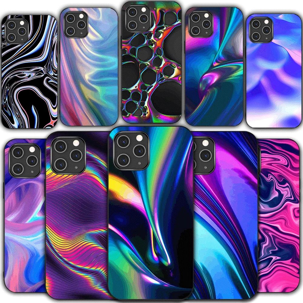 

Fashion Laser Cool Black Silicone Phone Case For iPhone 12 mini 11 pro xs max X XR 5 6 7 8 PLUS Galaxy A S 10 20 30 50 70 PLUS