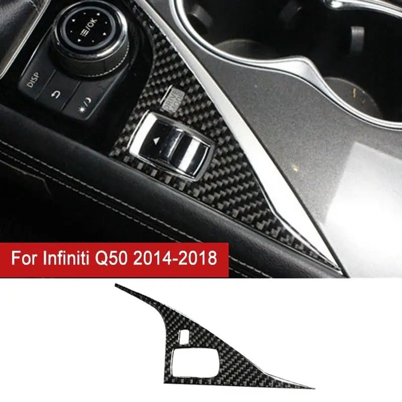 pcmos 2020 Real Carbon Fiber Interior StickersDrive Panel Cover Trim Fit For Infiniti Q50 2014-2018 Mouldings Black | Автомобили и