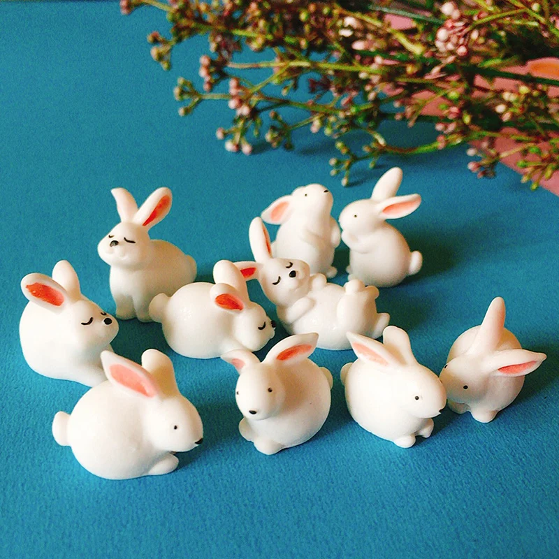 New~10Pcs/rabbit bunny/miniatures/cute/fairy garden gnome/moss terrarium decor/crafts/bonsai figurine/DIY doll house supplies | Дом и сад