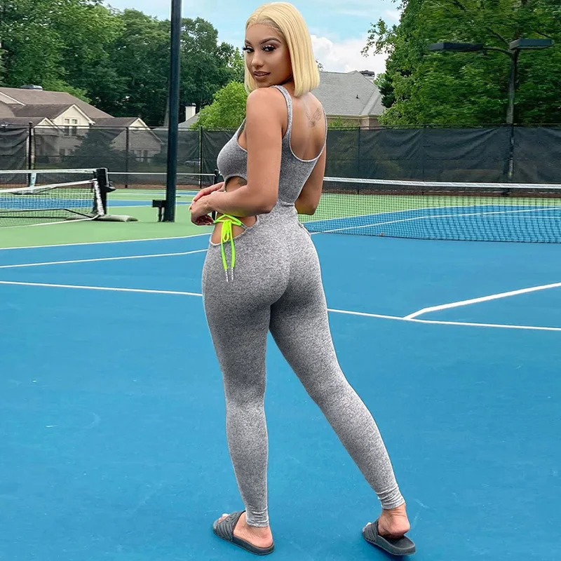 Женский сексуальный комбинезон kliou летний спортивный повседневный костюм shein