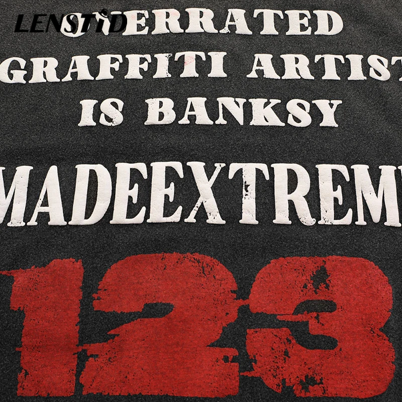 

LENSTID Autumn Men Washed Long Sleeve T-Shirts Hip Hop Horse Letter Printed Tshirts Harajuku Streetwear Vintage Cotton Tops Tees