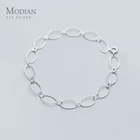 Овальный геометрический браслет Modian для женщин, модный браслет из стерлингового серебра 925 пробы цвета розового золота, Изящные Ювелирные изделия в Корейском стиле, подарок для девушки