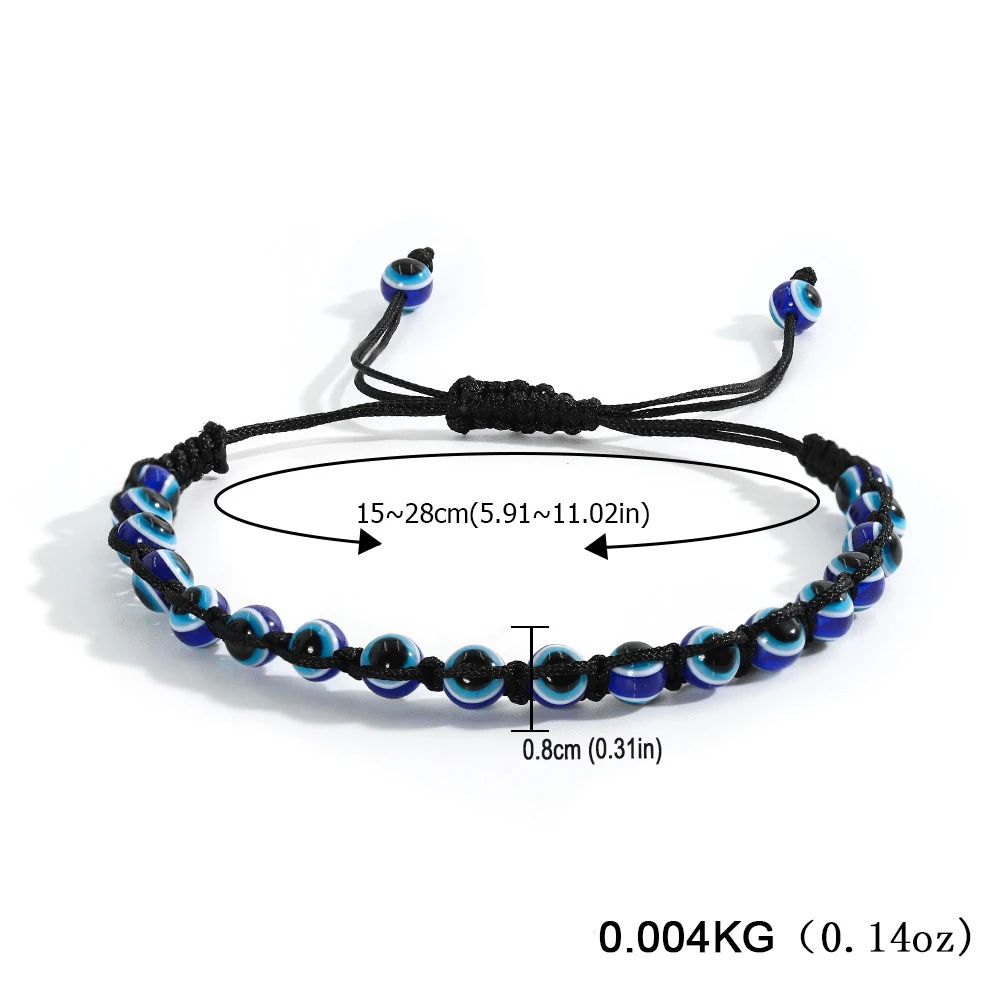 

New Arrival Handmade Thread Adjustable Evil Eye Beads Blue Beads Bracelet Bangles for Women Female Party Daily Wristband Gift