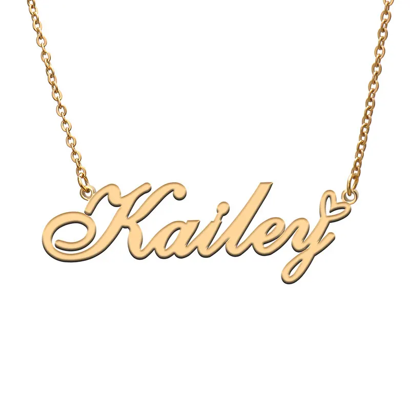 

Love Heart Kailey Name Necklace for Women Stainless Steel Gold & Silver Nameplate Pendant Femme Mother Child Girls Gift