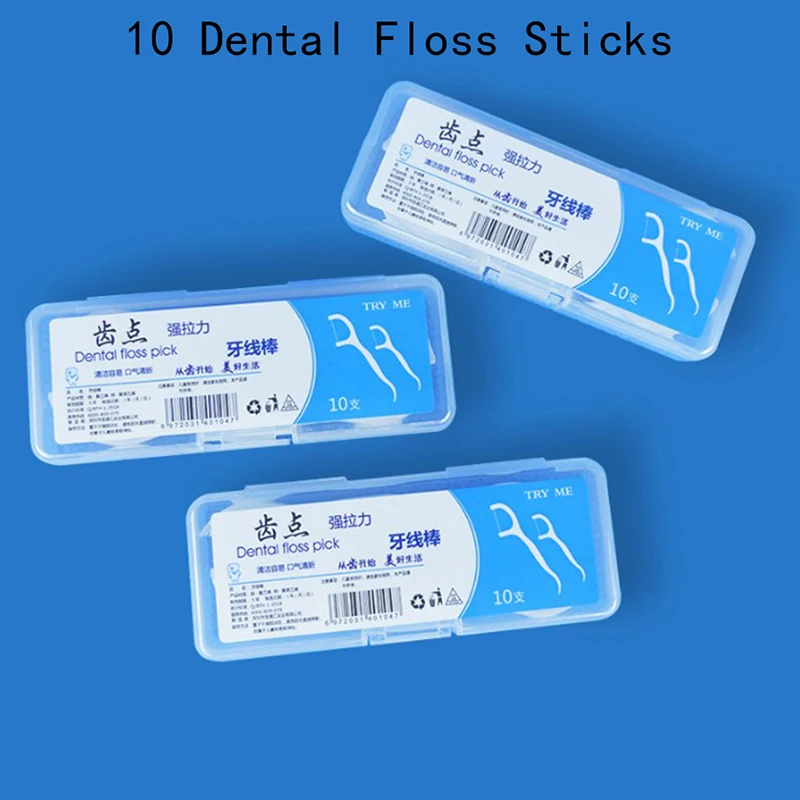 

10Pcs/box Dental Floss Flosser Picks Teeth Toothpicks Stick Tooth Clean Oral Care 7.4cm Random Package