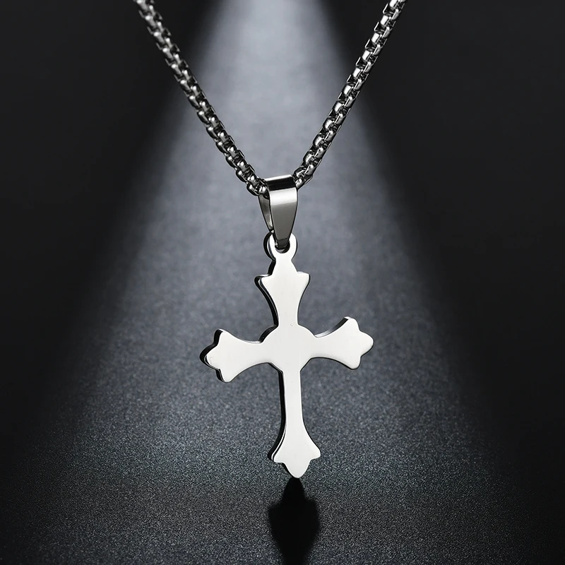 Классическое ожерелье ELSEMODE из нержавеющей стали с подвеской крестом католицизм